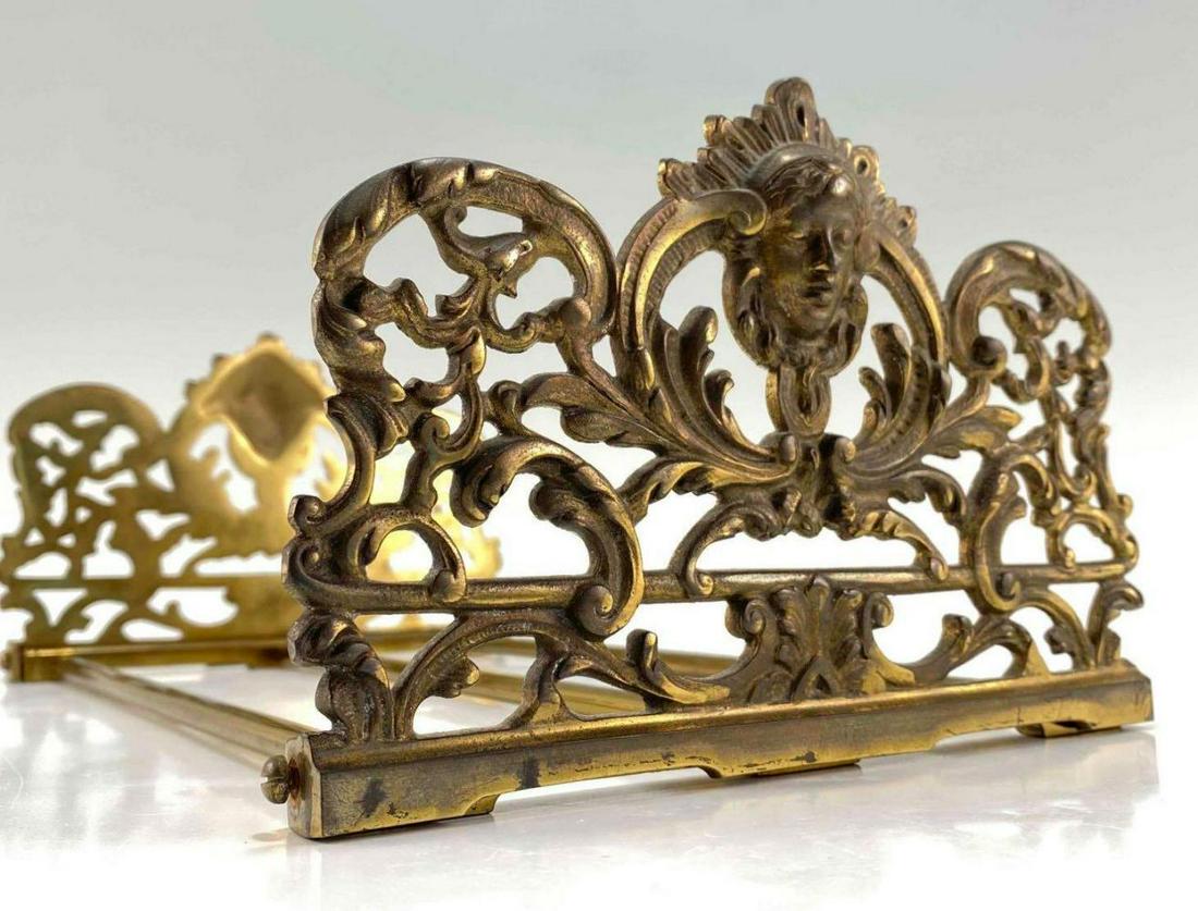 Antique Art Nouveau Expandable Brass Book Shelf (1 of 18)