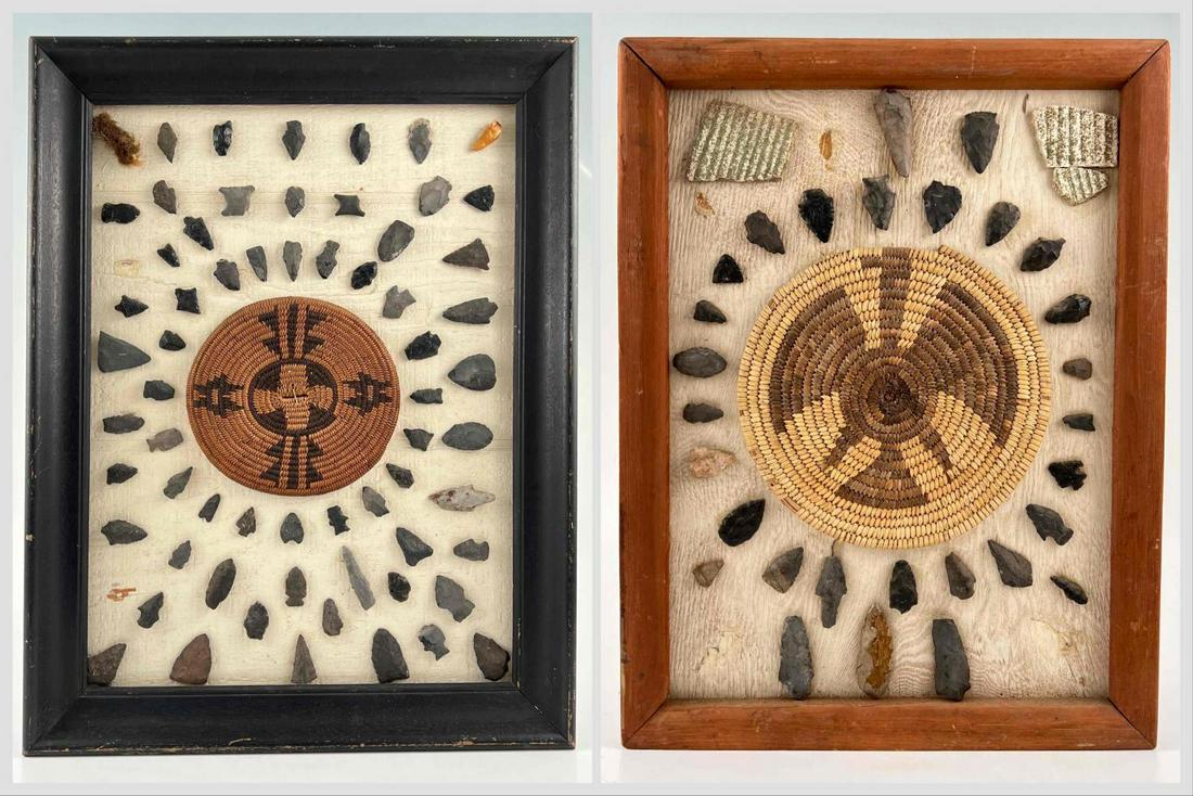 2 Framed Native American Arrowhead And Basket Collections (1 of 20)