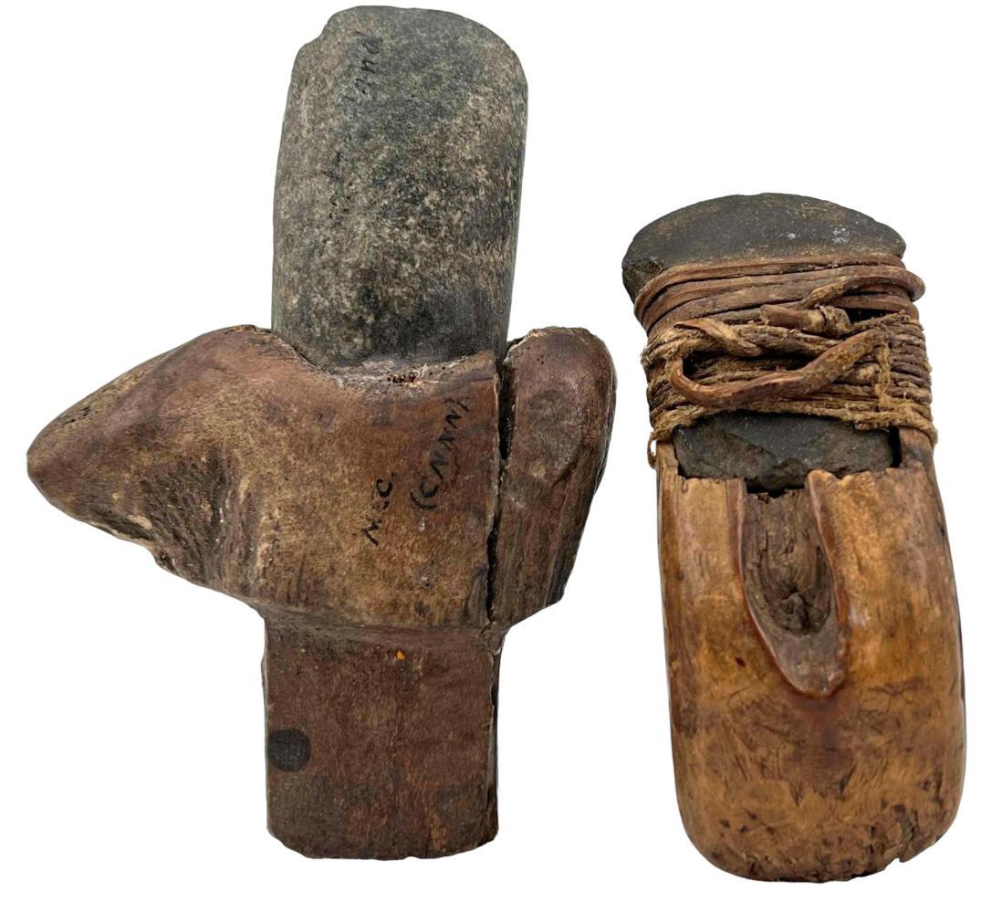 Two Archaic Native American Stone & Wood Tools (1 of 14)
