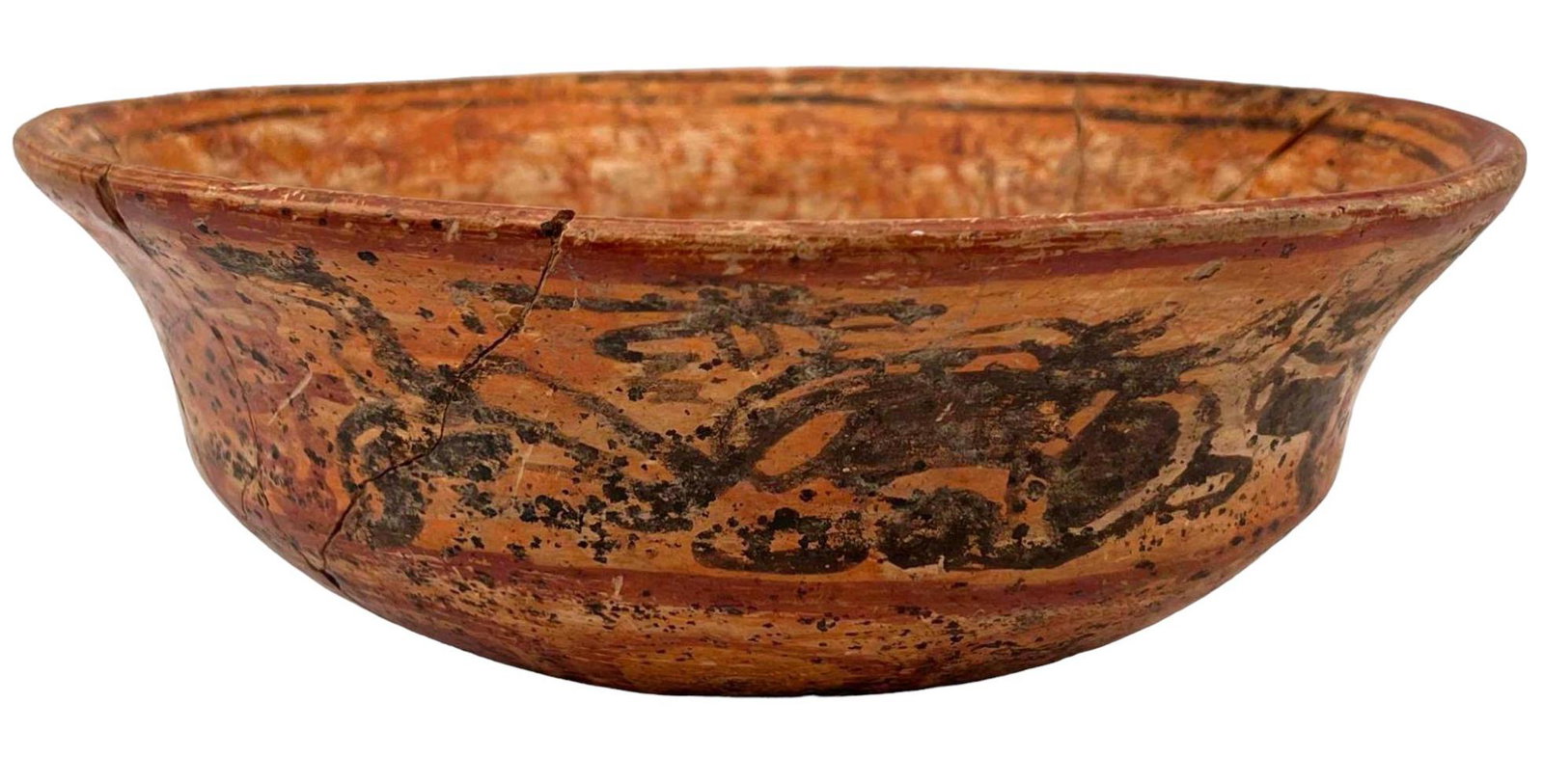Pre Columbian Mayan Copador Bowl: Pre Columbian Mayan Copador Bowl. Approximately 9.25W x 3.375H in.