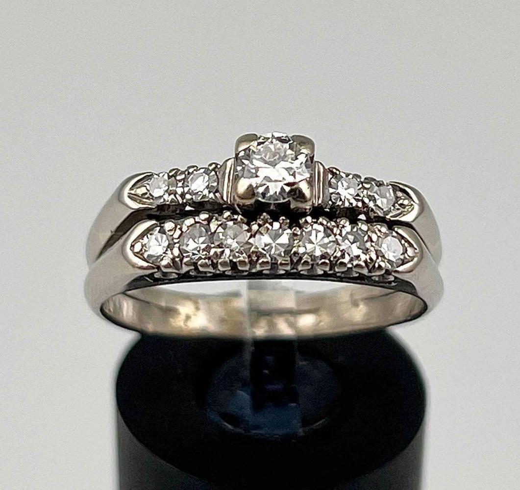 14K Diamond Wedding Ring Set (1 of 9)