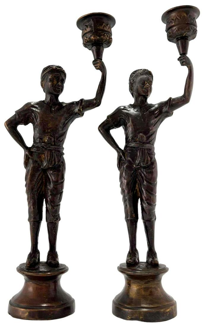Pair of Bronze Blackamoor Candlesticks (1 of 19)