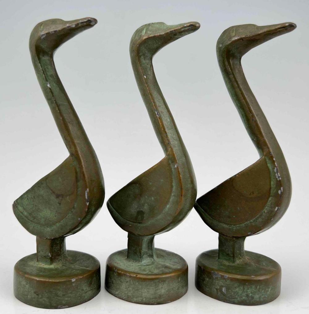 Three Art Deco Bronze Patinated Duck or Goose Sculptures (1 of 19)