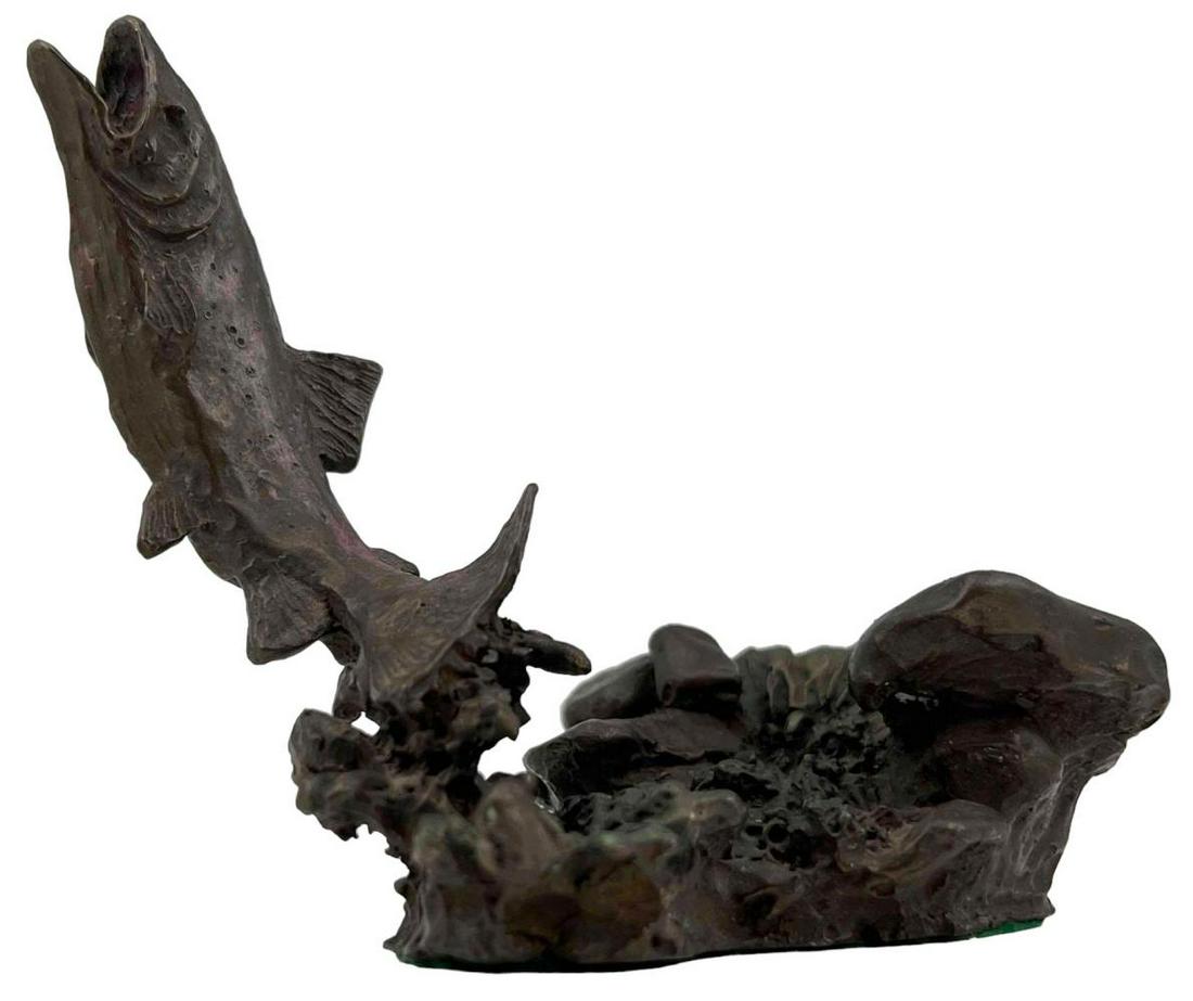 Mark Hopkins, Leaping Trout, Bronze Sculpture (1 of 15)