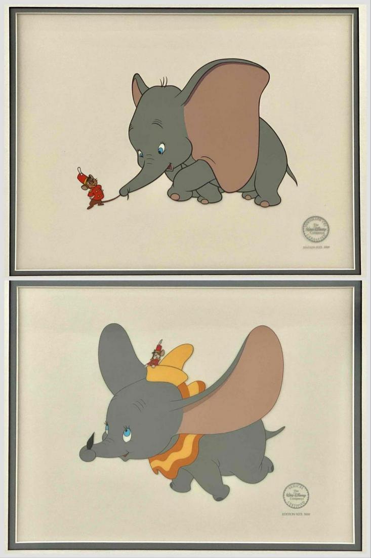 Two Disney Dumbo Limited Edition Serigraph Cels: 2 Disney Dumbo Limited Edition Serigraph Cels. Titled: "When I See An Elephant Fly" And "Flying High." First Marked: The Walt Disney Company Certified Serigraph Cel Edition Size 2500. Second Marked: T