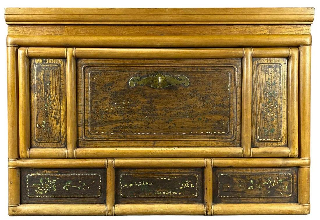 Tansu Style Wood Chest With Faux Bamboo Carving (1 of 20)