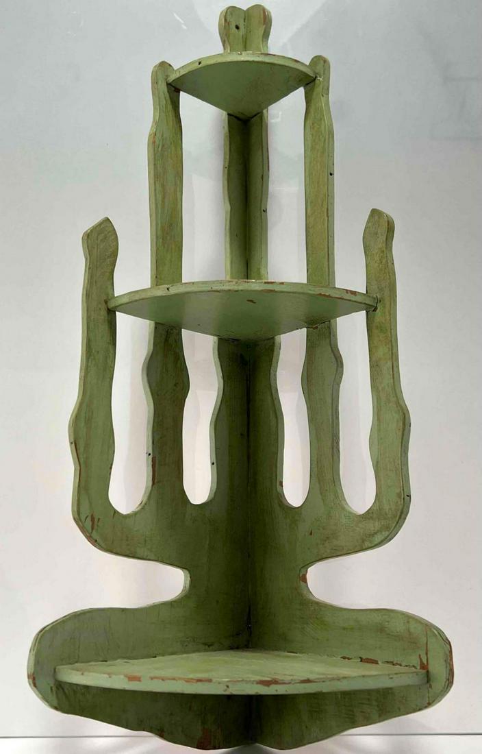 American Folk Art Painted Cactus Corner Shelf (1 of 17)
