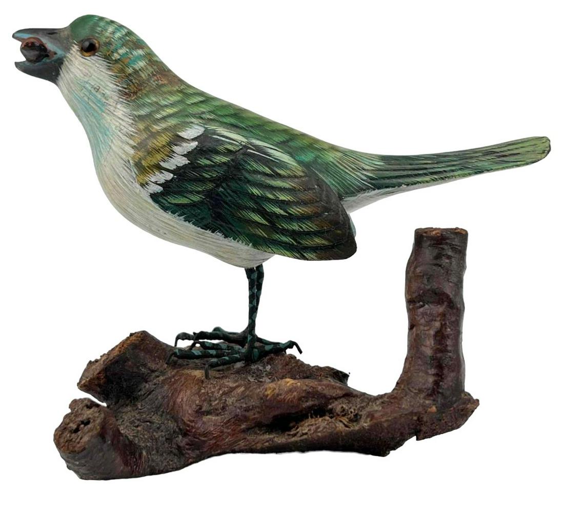 Folk Art Wood Bird Carving on Burl (1 of 18)