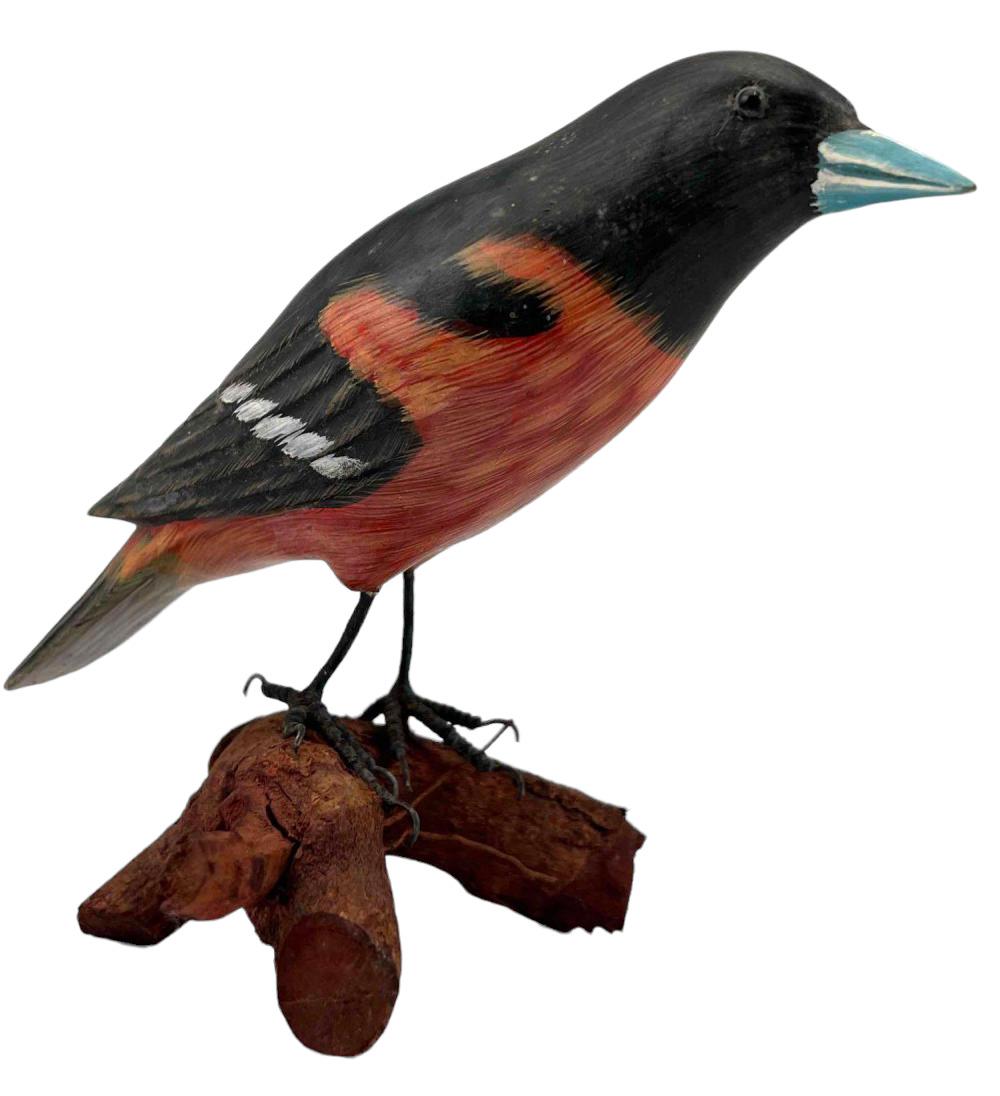 Folk Art Wood Bird Carving on Burl (1 of 14)
