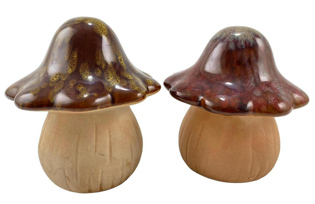 Pair of Drip Glazed Art Pottery Mushrooms (1 of 13)