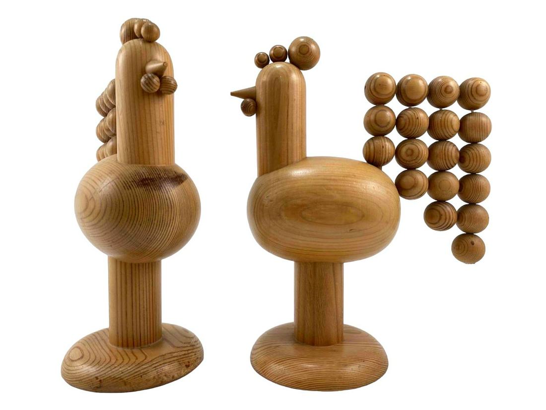 Kaija Aarikka, Pair of Rare Modern Rooster Ball Sculptures (1 of 14)