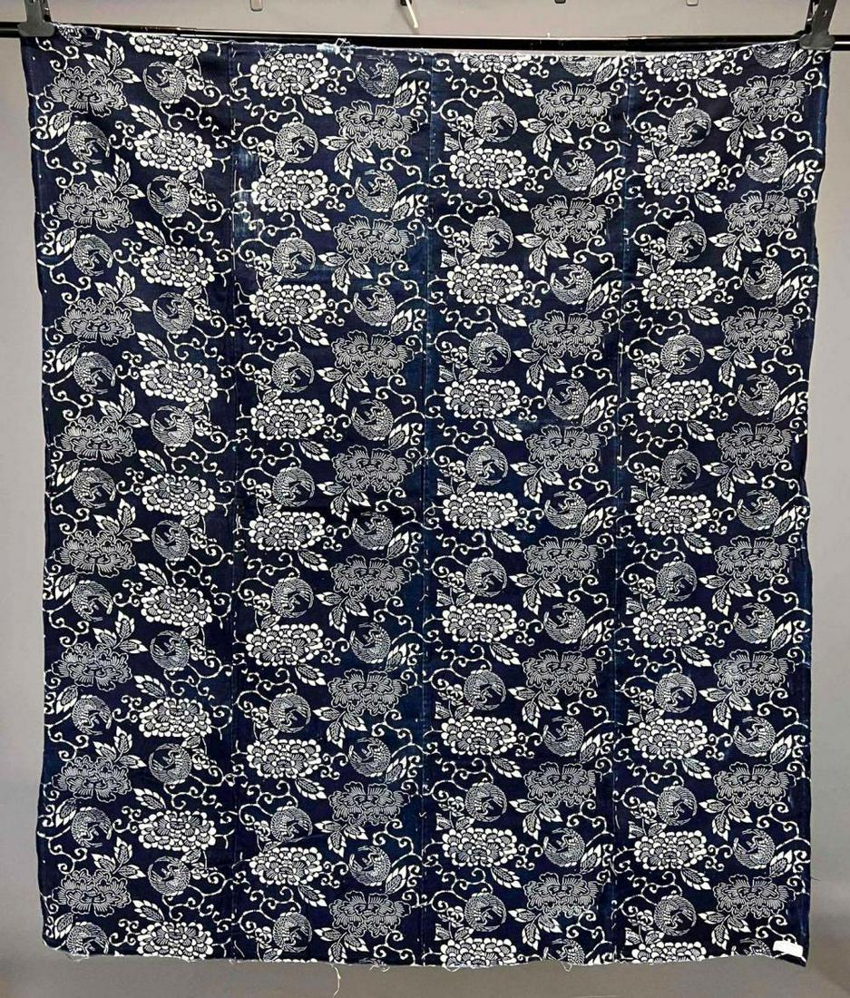 Japanese Indigo Blue Katazome 4 Panel Textile (1 of 20)