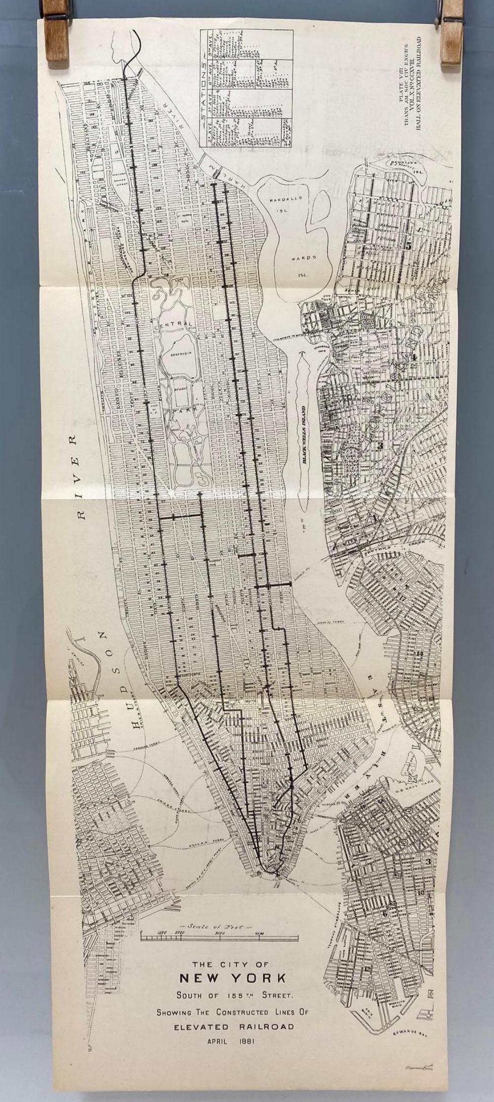 Rare 1881 New York City Elevated Railway Map (1 of 8)