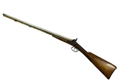 19th Century Double Barrel Black Powder Shotgun With Damascus Barrel (1 of 19)