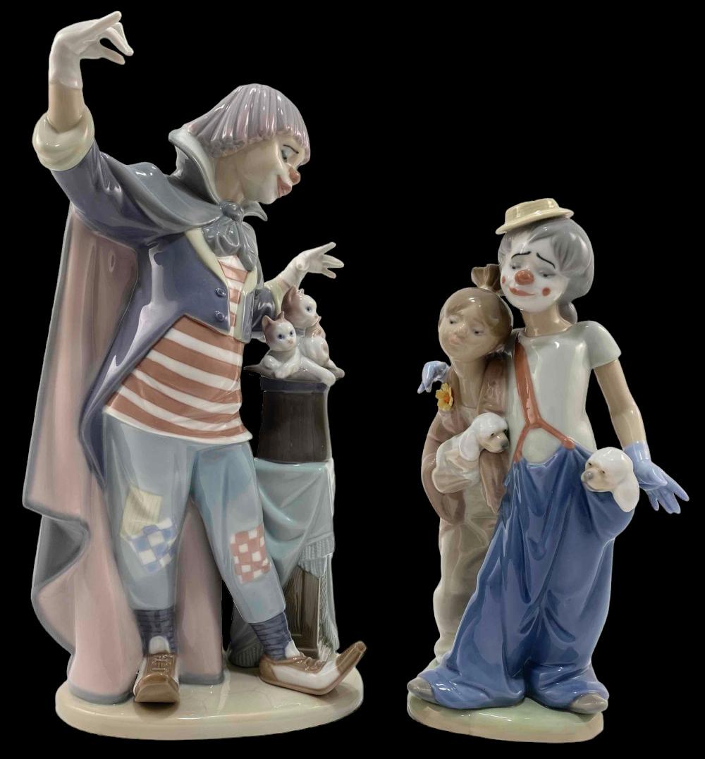 2 Lladro Porcelain Clown Figures With Dogs & Cats (1 of 14)