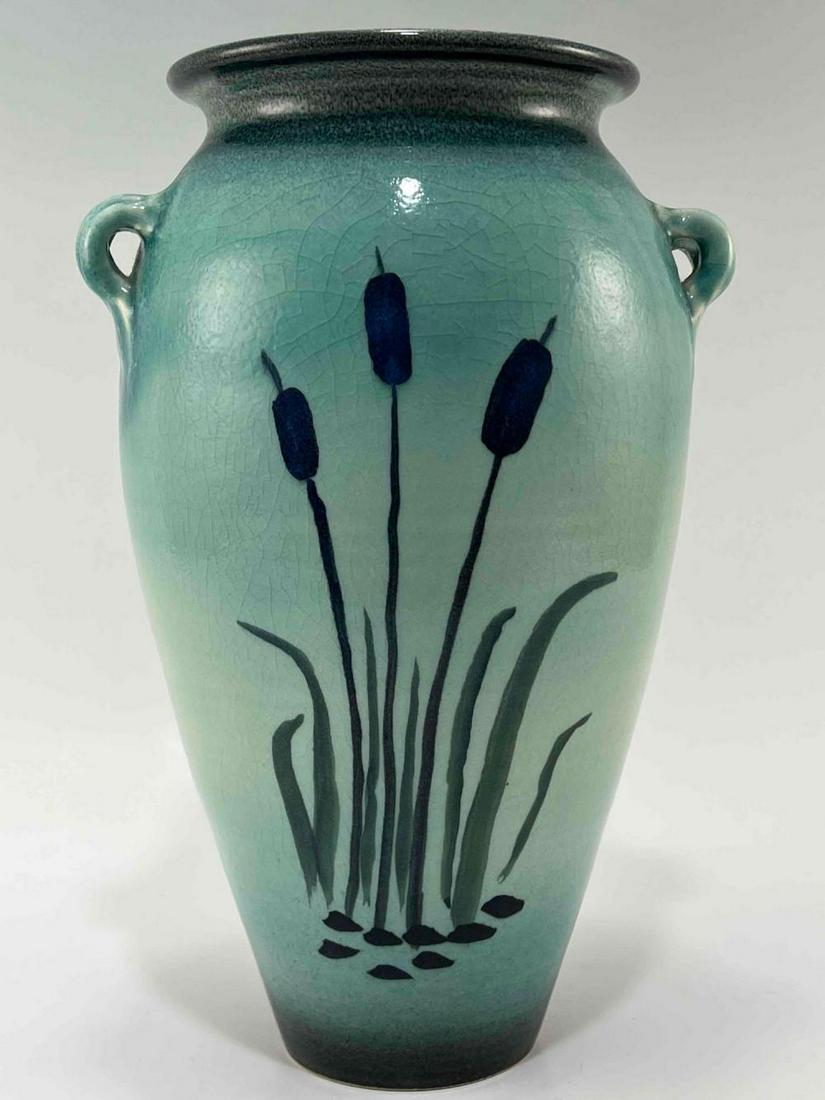 John Mankameyer Glazed Ceramic Vase With Cattail Design (1 of 16)