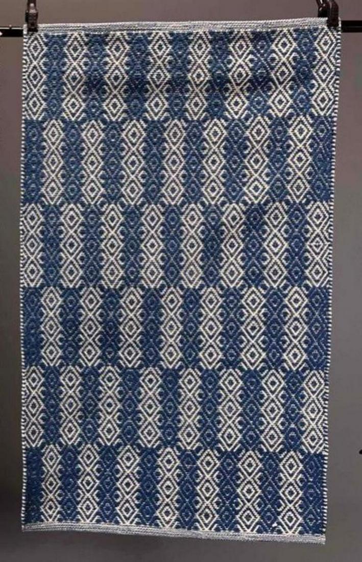 Mid Century Modern Style Blue and White Handwoven Kilim Flatweave Rug (1 of 8)