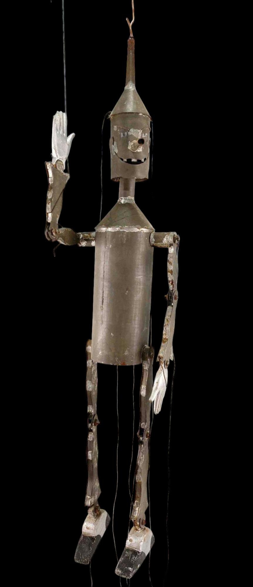 Folk Art Hand Soldered Tin Man Marionette Doll (1 of 15)