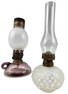 Two Antique Miniature Glass Oil Lamps