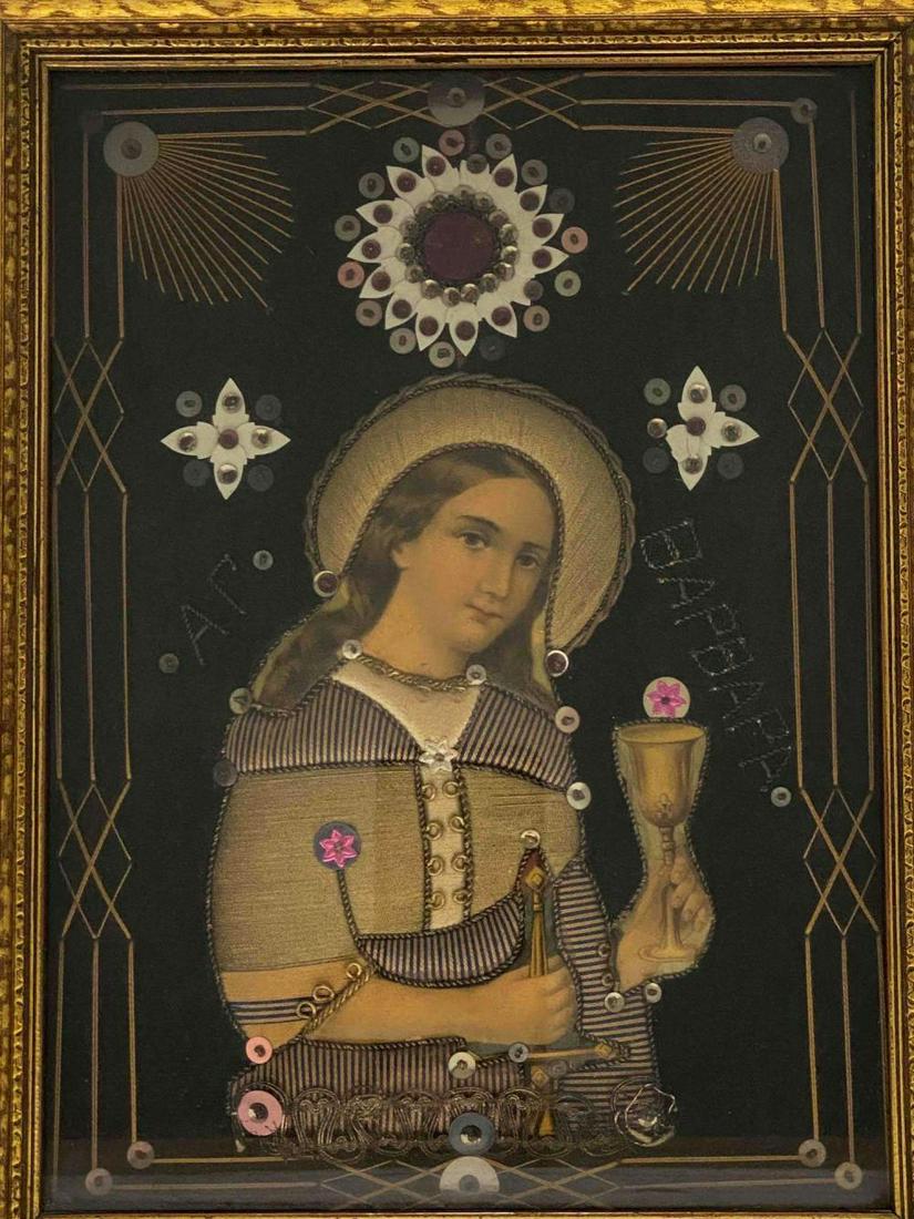 Antique Russian Textile Icon of St Barbara (1 of 20)
