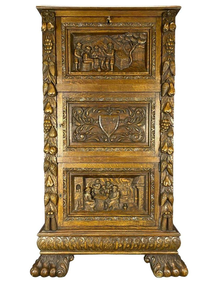 Antique Oak Renaissance Revival Cabinet (1 of 20)