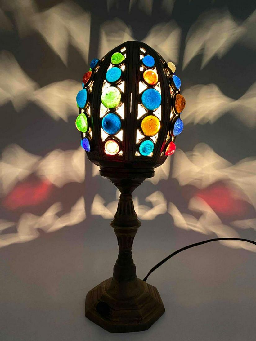 Egg Shaped Jeweled Brass Table Lamp (1 of 20)