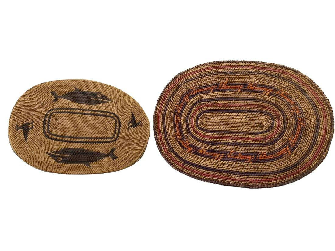 Two Pacific Northwest Native American Woven Baskets or Trays (1 of 11)