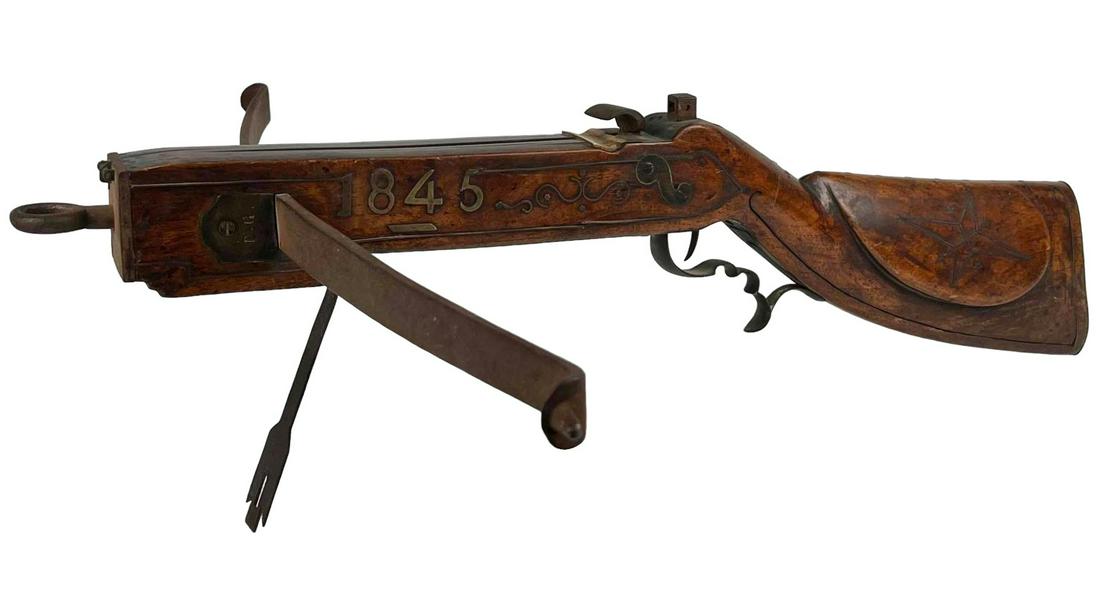 Unusual 19th Century Brass Inlaid Crossbow (1 of 20)