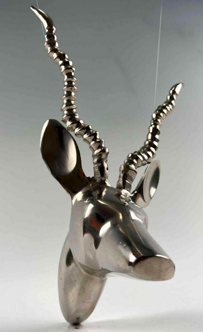 Polished Aluminum Modern Gazelle Wall Mount Head Sculpture (1 of 11)