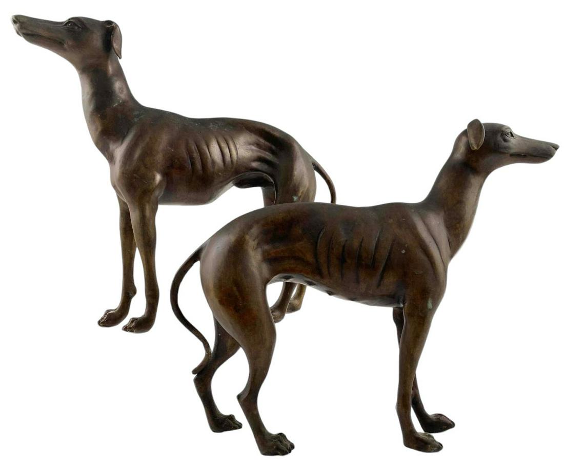 Pair of Large Bronze Whippet or Greyhound Sculptures (1 of 14)