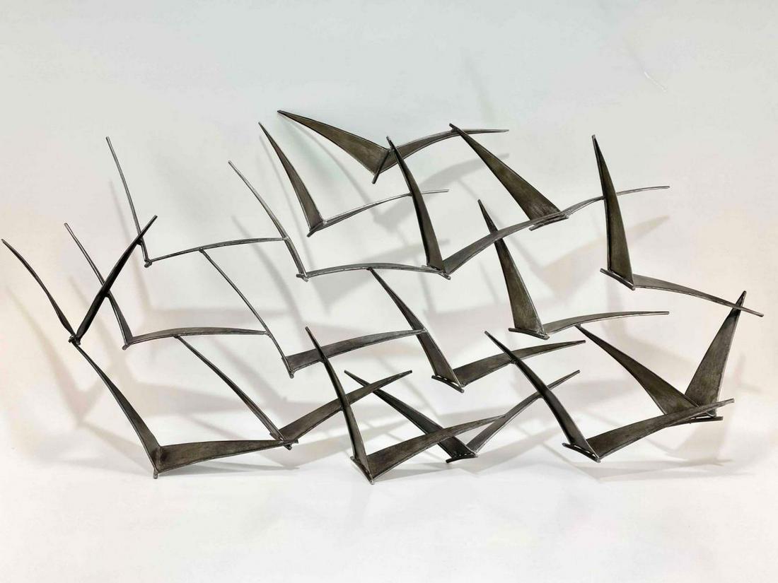 Brutalist Flock of Seagulls Iron Wall Sculpture, After Curtis Jere (1 of 15)
