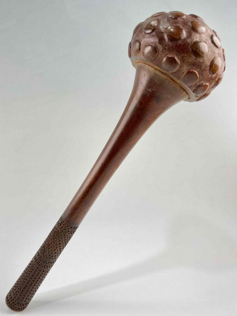 Antique Fijian Carved Wooden Throwing Club: Fijian Carved Wooden Throwing Club. Approximately 15.75L x 4.25W in.