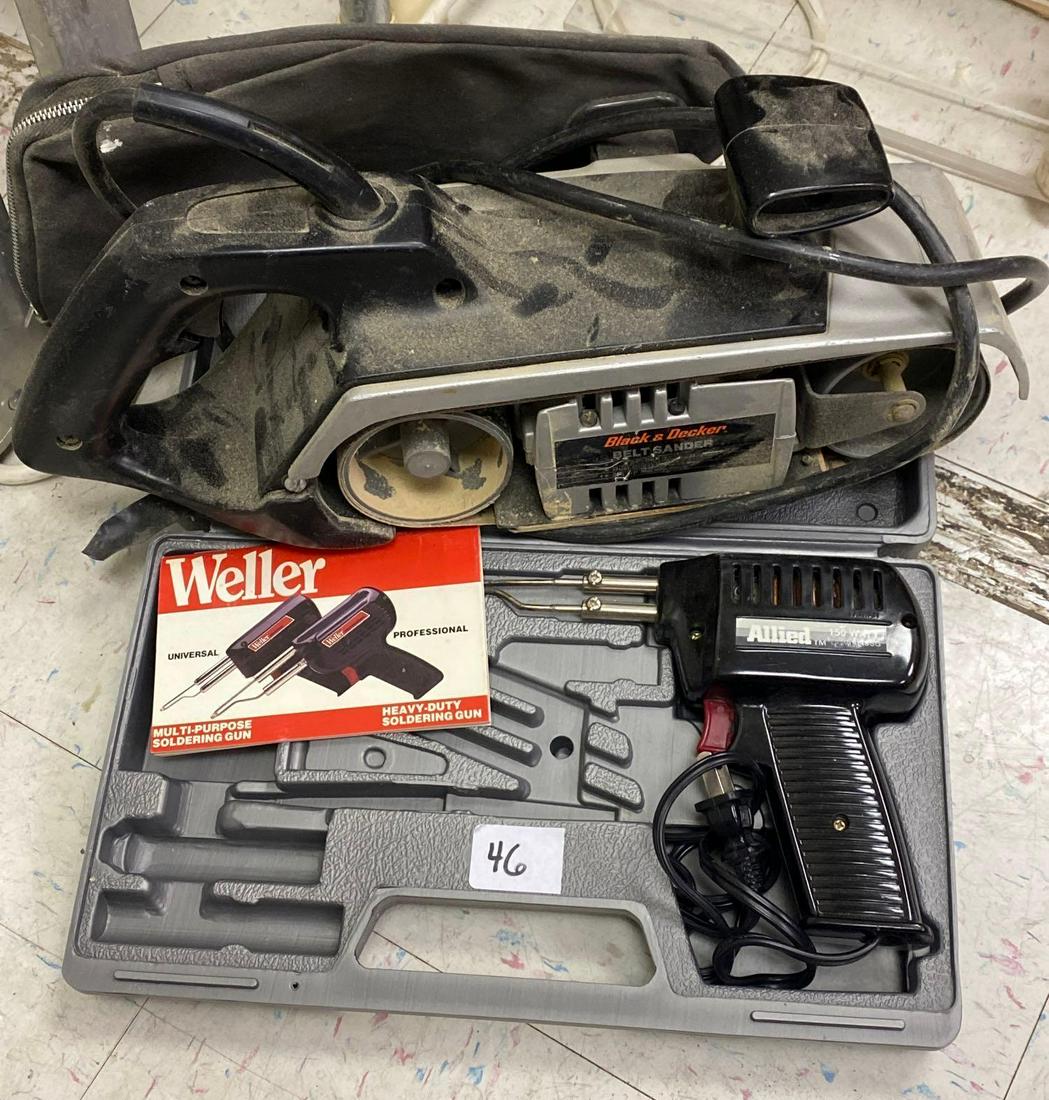 Belt Sander & Soldering Gun: Belt Sander & Soldering Gun NO SHIPPING AVAILABLE All items sold as is where is. There are No guarantees to functionality, condition, (owner of business states that items are functional Clark's does N
