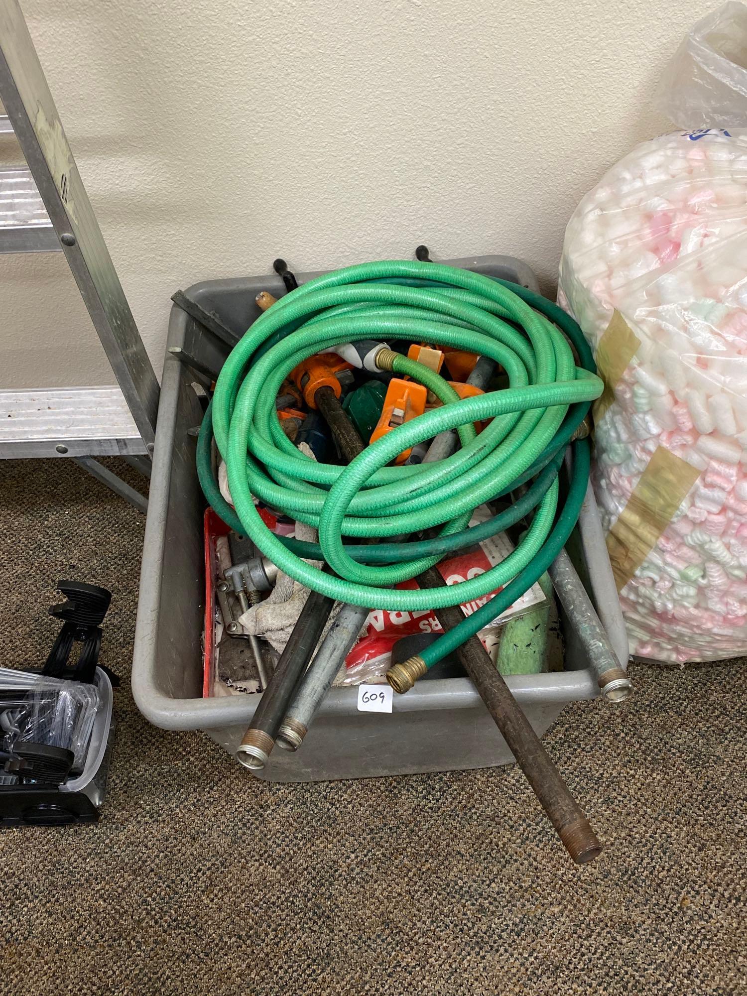 Bin Full Of Hoses, Hose Clamps, Pipes And Painting Supplies (1 of 2)