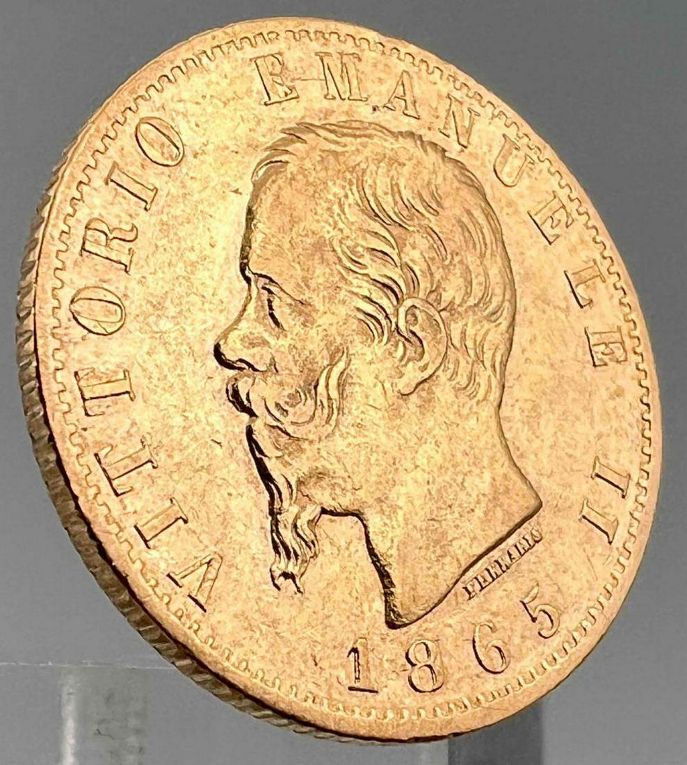 Italian 1865 20 Lira Vittorio Emanuele Ii Gold Coin