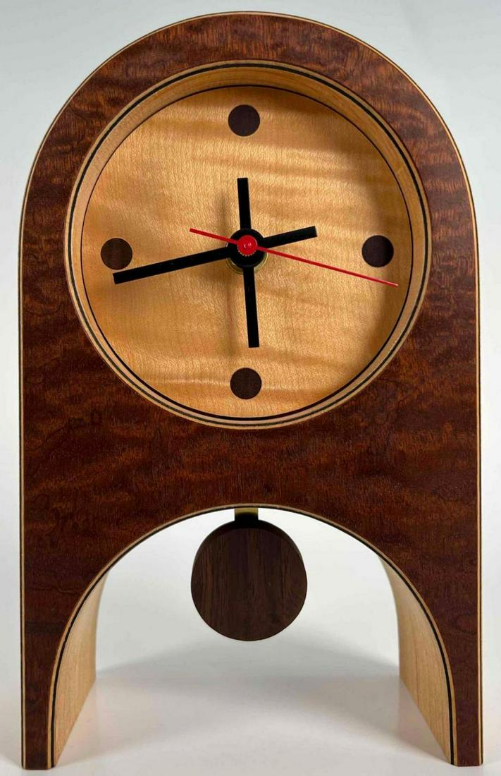Modern Burlwood Pendulum Table Clock (1 of 11)