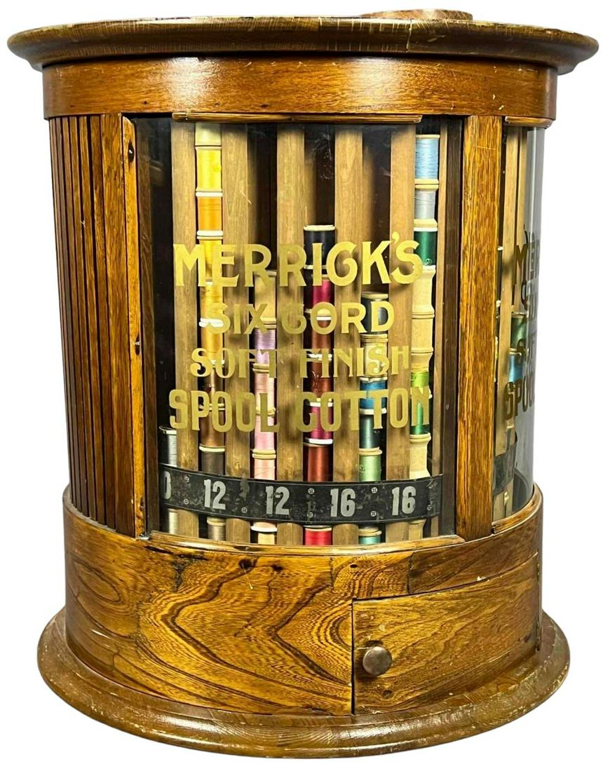 Antique Merrick's Six Cord Soft Finish Spool Cabinet (1 of 14)
