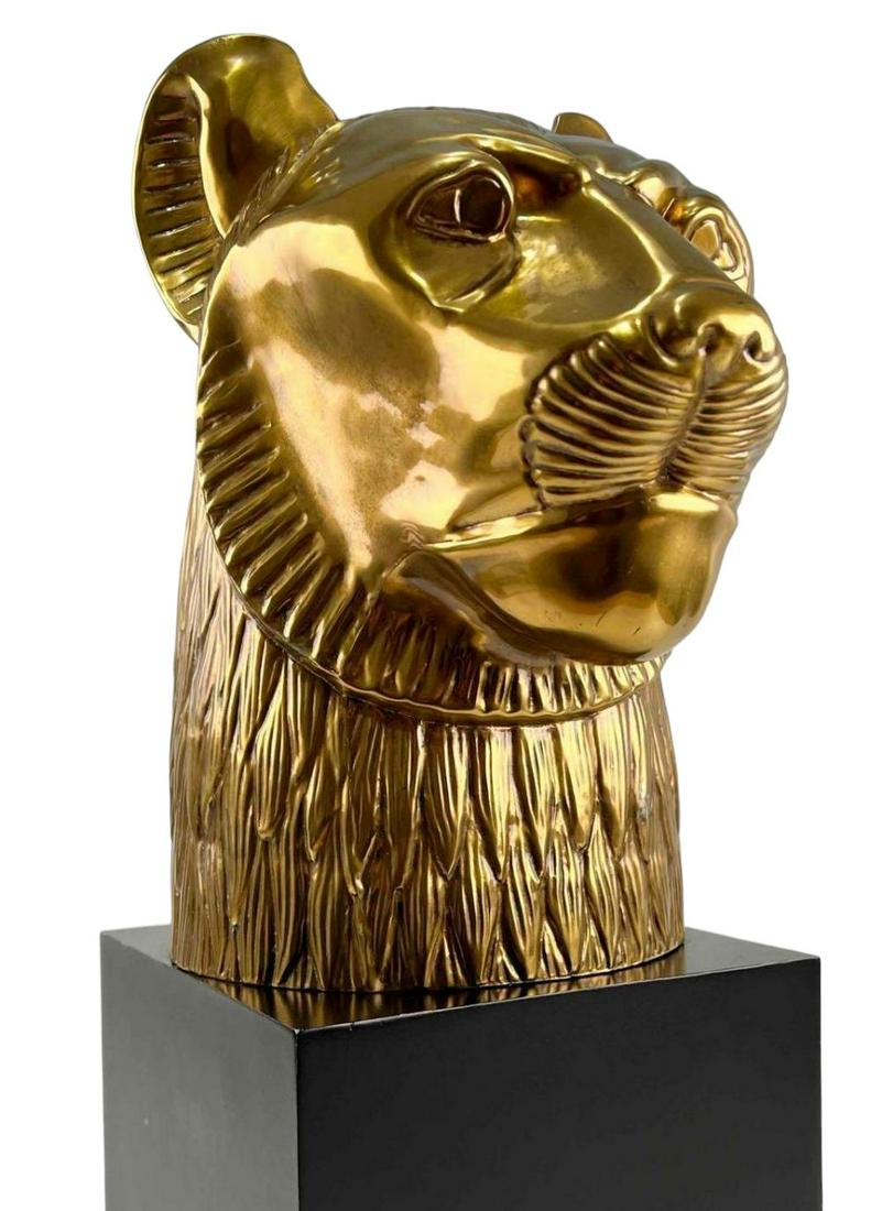 Large Mid Century Brass Bust of a Lion Head, Chapman (1 of 20)
