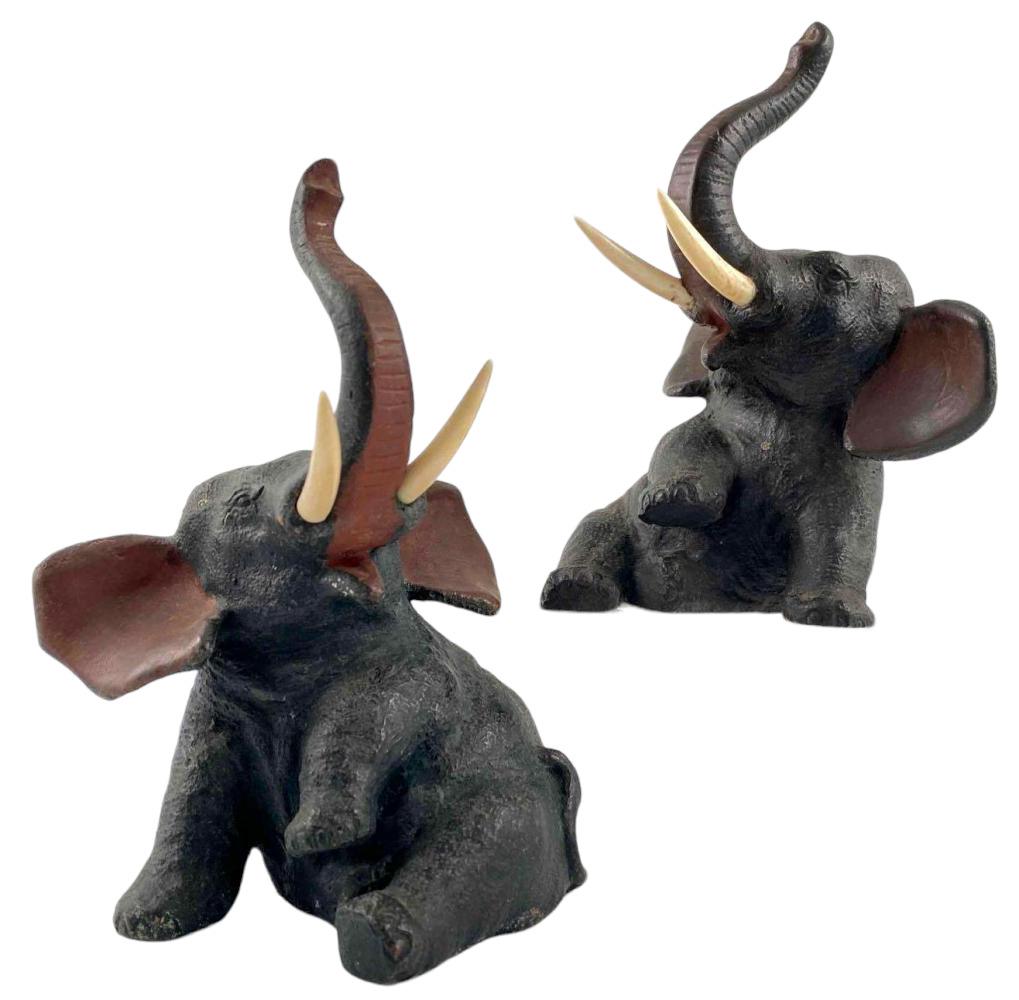 Pair of Japanese Meiji Bronze Elephant Figures (1 of 10)