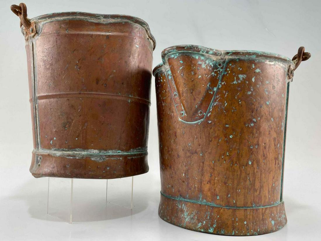 Pair Of Older Copper Buckets (1 of 16)