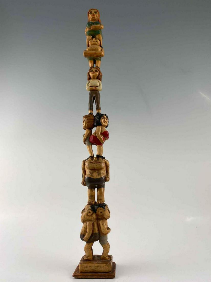 Unusual Washington Pacific Northwest Folk Art Totem Pole, Carved and Painted (1 of 19)