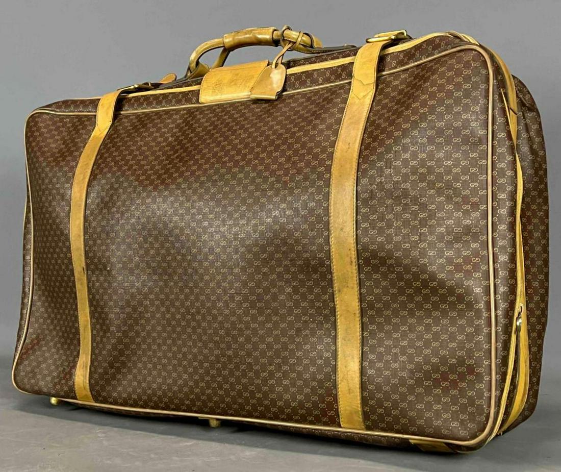 Large Vintage Gucci Leather Suitcase With Monogram Print (1 of 20)