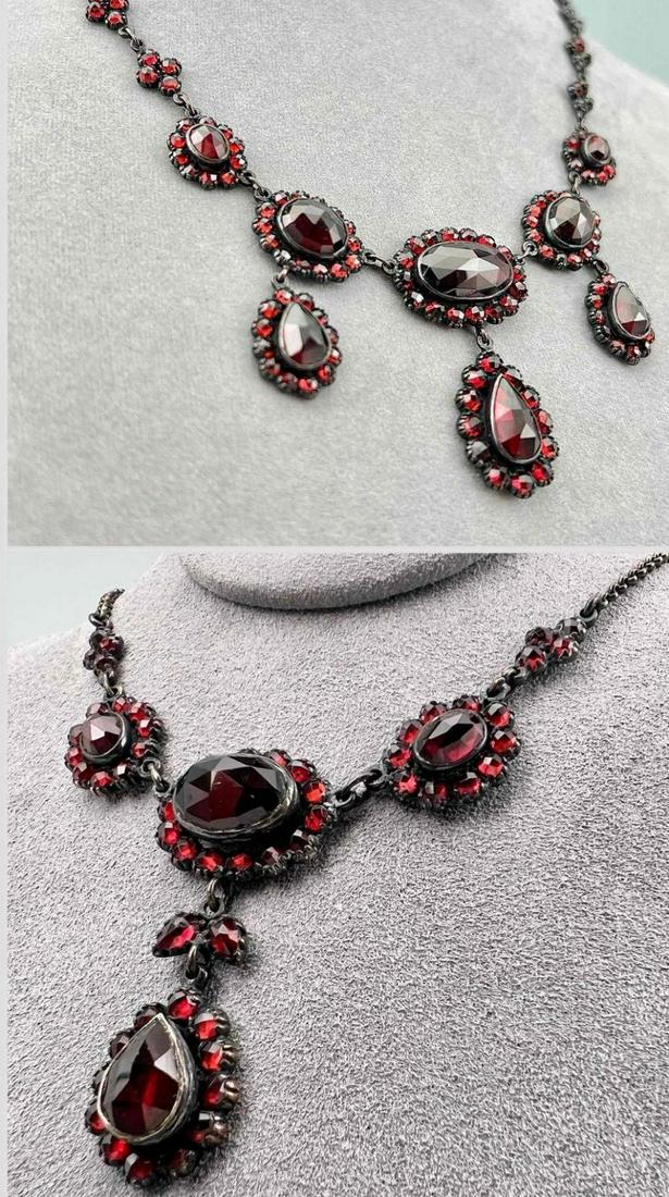 2 Victorian Garnet Necklaces Set In Sterling Silver (1 of 20)