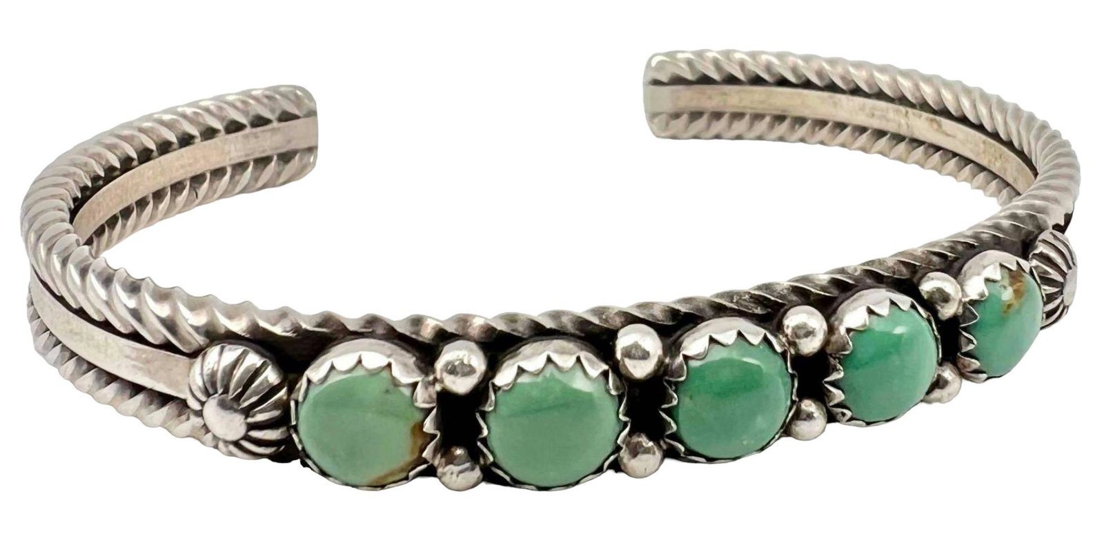 Navajo Sterling Silver & Arizona Green Turquoise Cuff Bracelet (1 of 11)