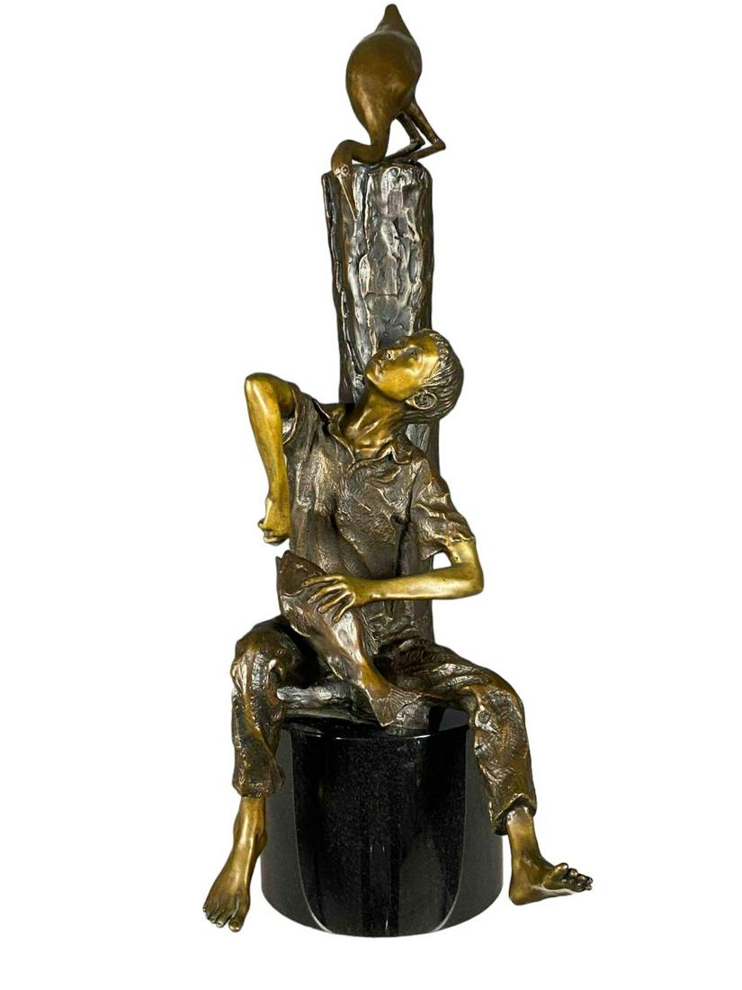 James Harrison Smith, It's My Fish, Bronze Sculpture: James Harrison Smith, It's My Fish, Bonze On Stone Base. Signed J Harrison Smith, 6/50. Approximately 29.375H x 10.25W x 14.5D in.