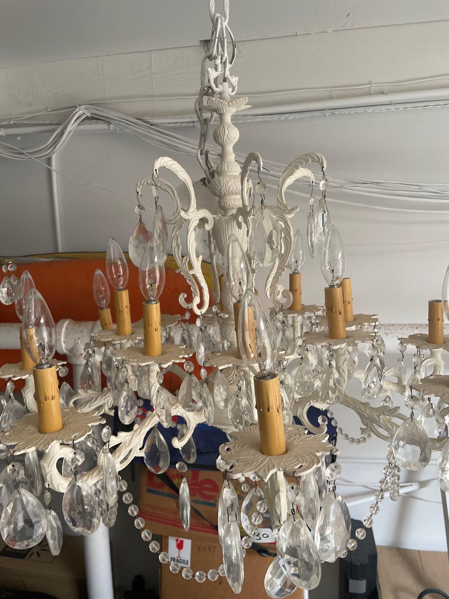 No Shipping Vintage White Chandelier: LOCAL PICK UP ONLY, WESTSIDE SANTA CRUZ, 95060 LOCAL PICK UP ONLY, WESTSIDE SANTA CRUZ, NO SHIPPING, Vintage White Chandelier NO SHIPPING AVAILABLE All items sold as is where is. There are No guarante