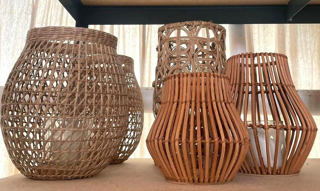 No Shipping  Five Wicker Lanterns (1 of 4)