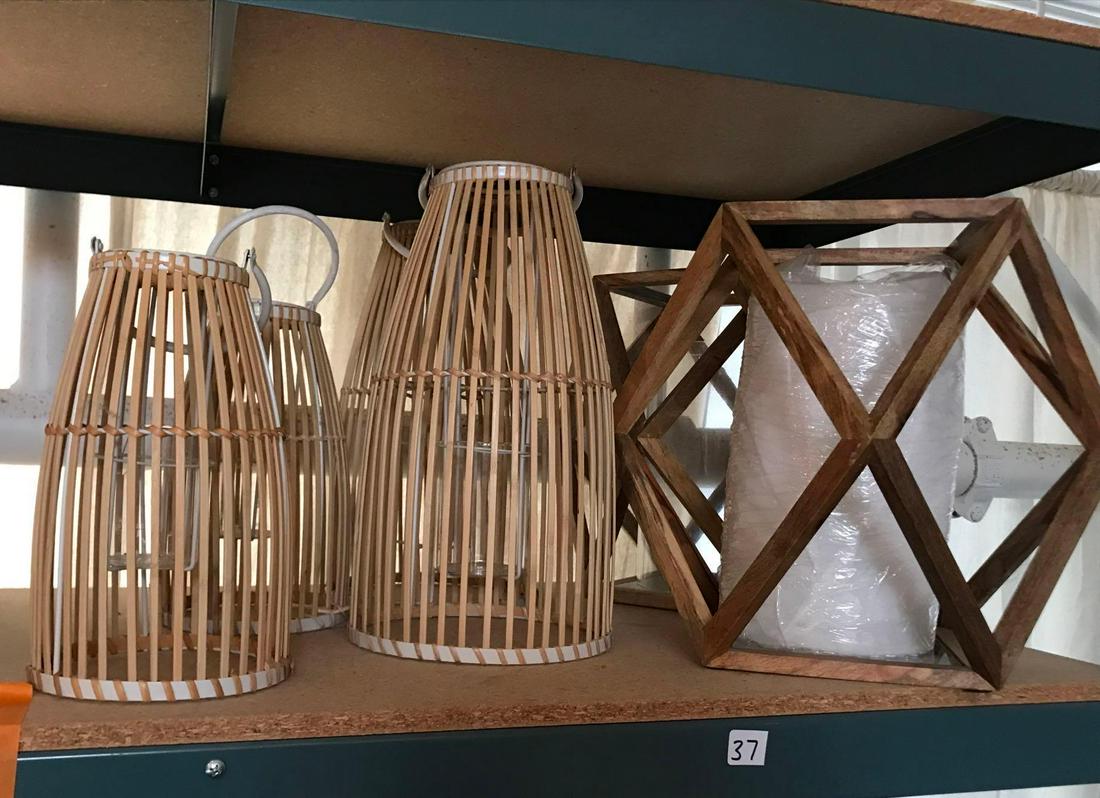 No Shipping  6 Wood & Wicker Lanterns (1 of 3)