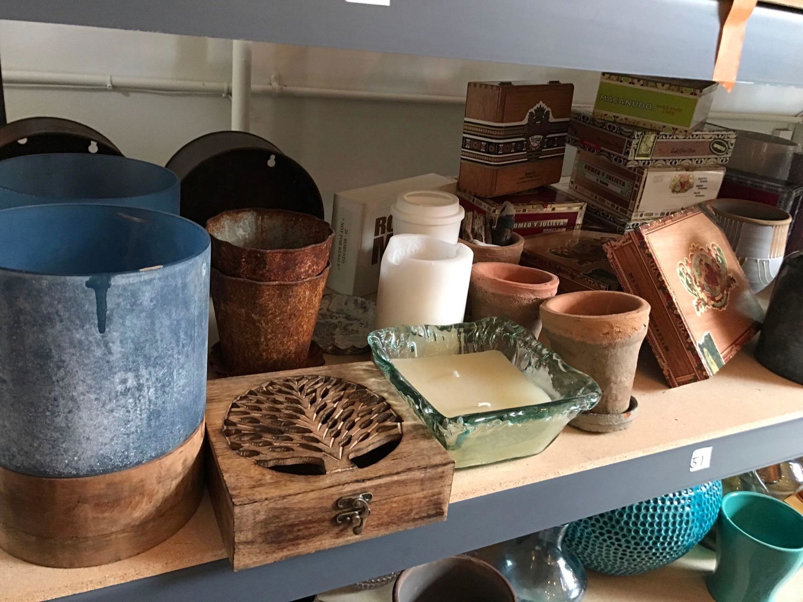 No Shipping  Lot Of Planters, Candles, Cigar Boxes & Decorative Items (1 of 7)