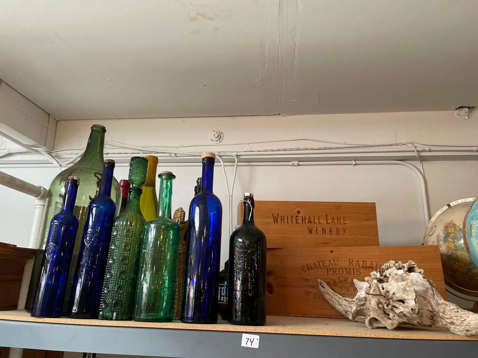No Shipping Lot Of Glass Bottles, Wine Cases, And Animal Skull: LOCAL PICK UP ONLY, WESTSIDE SANTA CRUZ, 95060 LOCAL PICK UP ONLY, WESTSIDE SANTA CRUZ, NO SHIPPING, Lot Of Glass Bottles, Winecases, And Animal Skull NO SHIPPING AVAILABLE All items sold as is where 